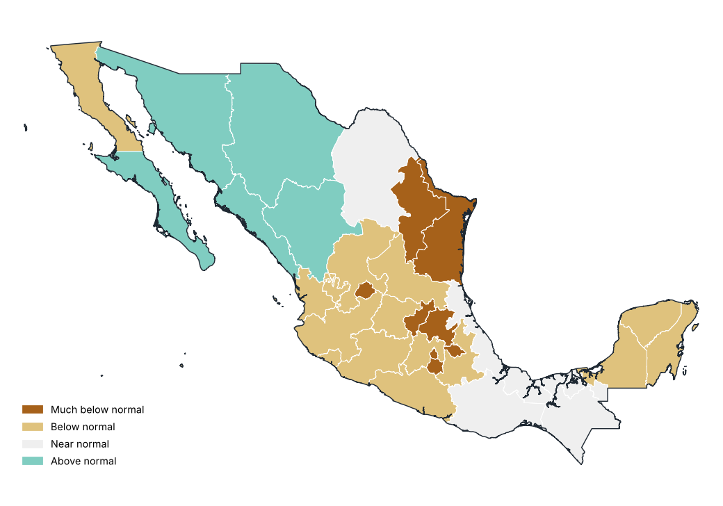 Percent of normal by state