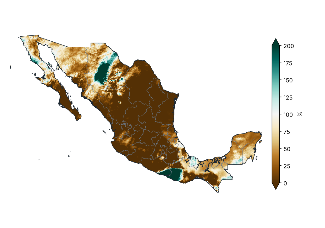 Percent of normal precipitation (1991–2020)