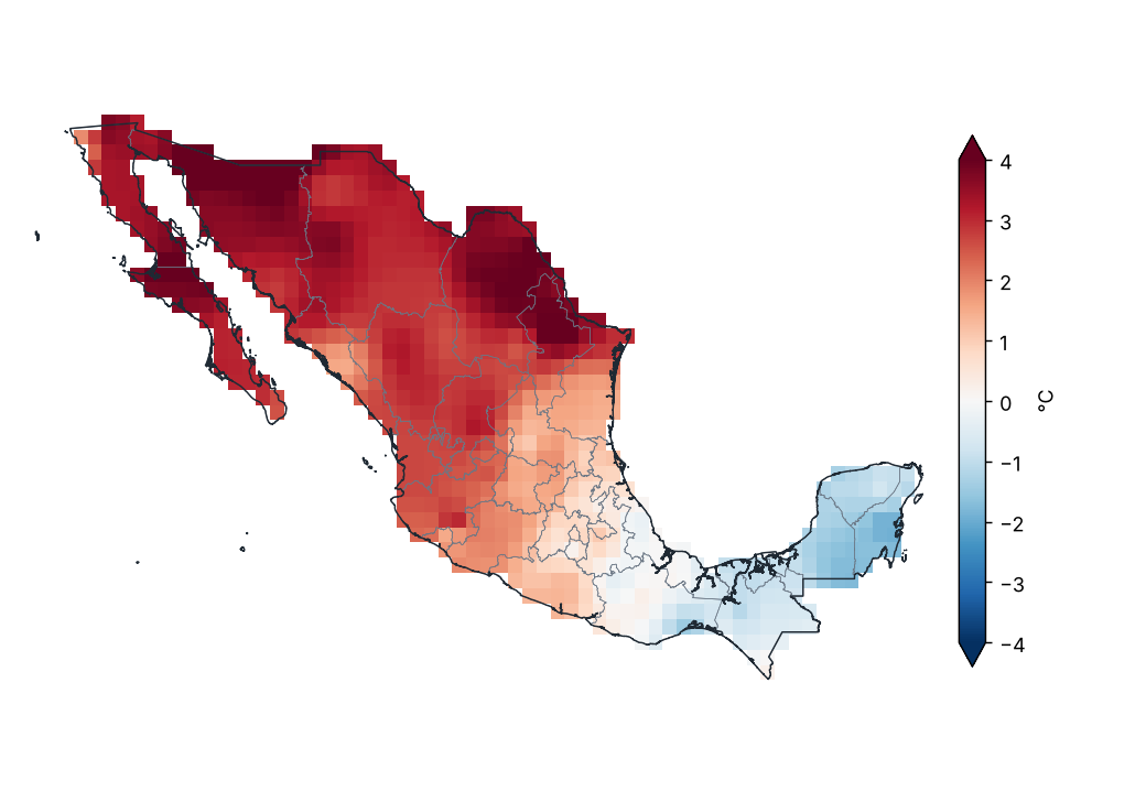 Mean temperature anomaly (1991–2020)