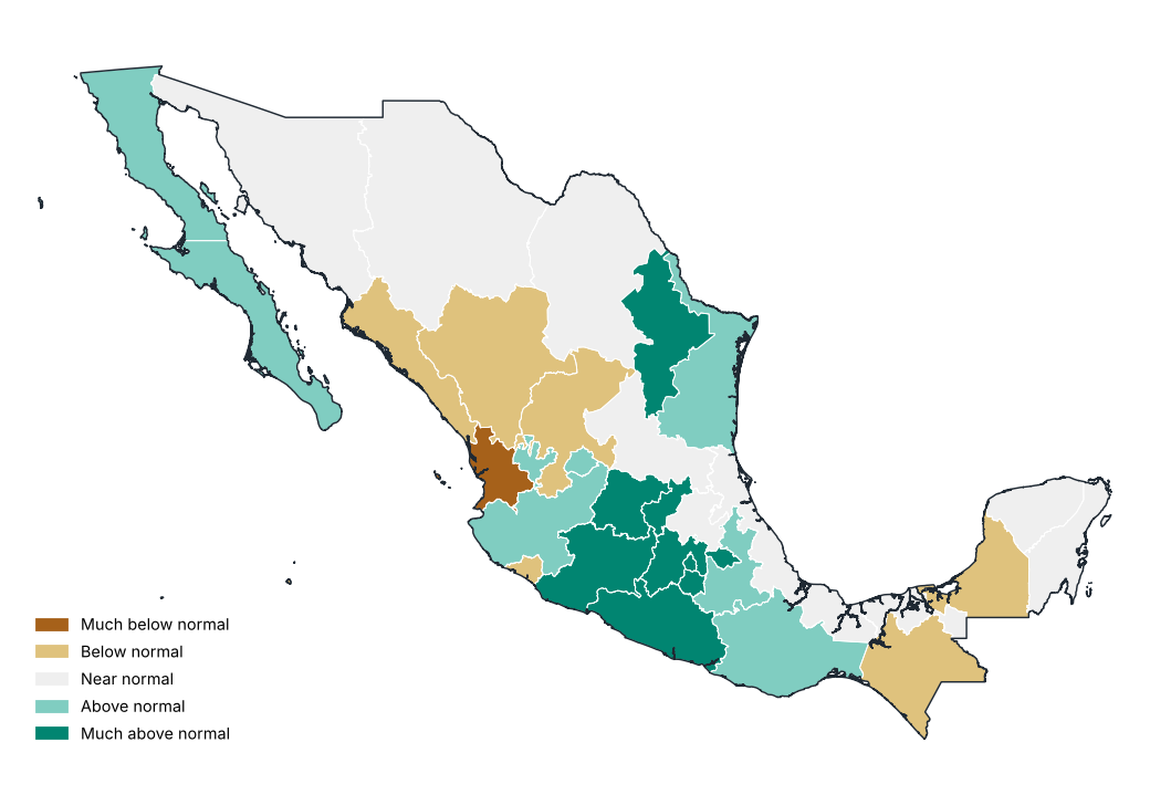 Percent of normal by state
