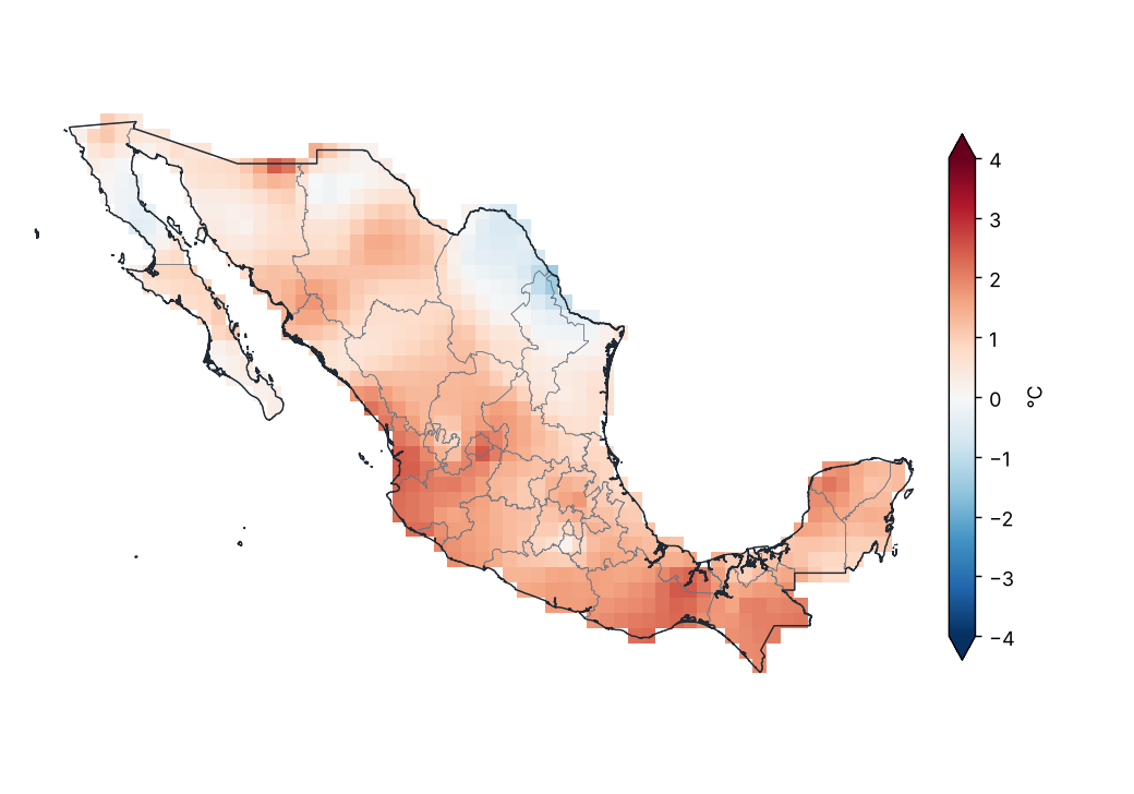 Anomalía de temperatura media (1991–2020)