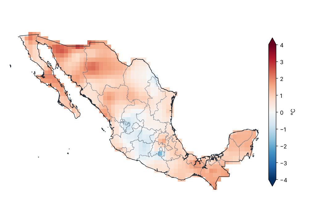 Anomalía de temperatura media (1991–2020)