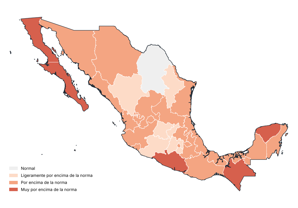 Anomalía de temperatura media por entidad