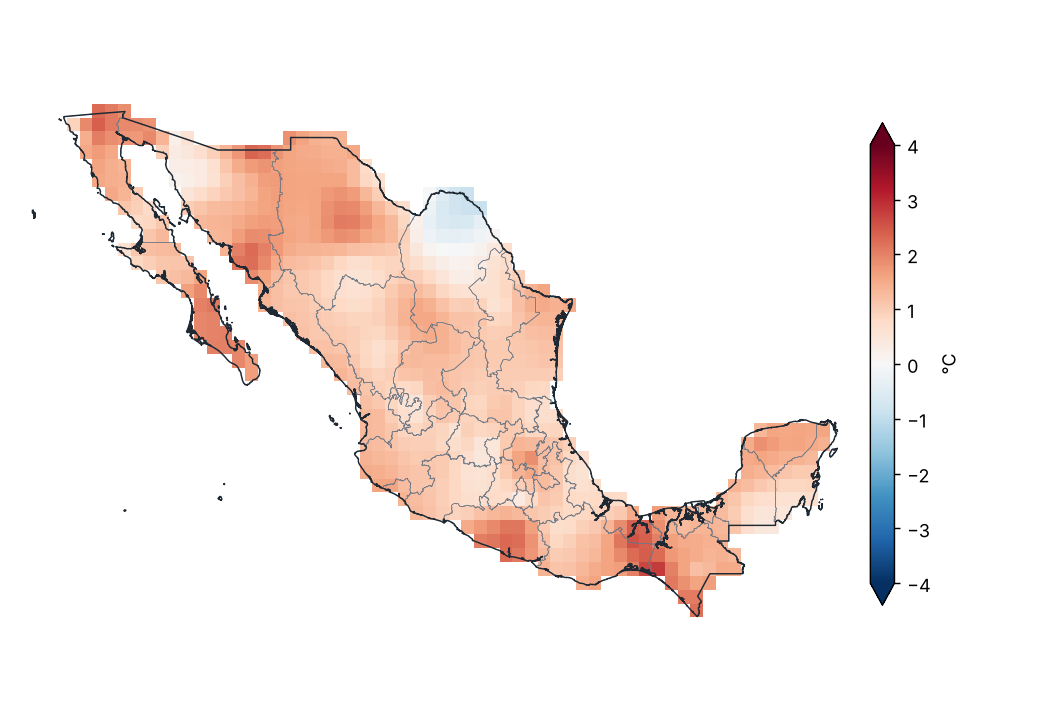 Anomalía de temperatura media (1991–2020)