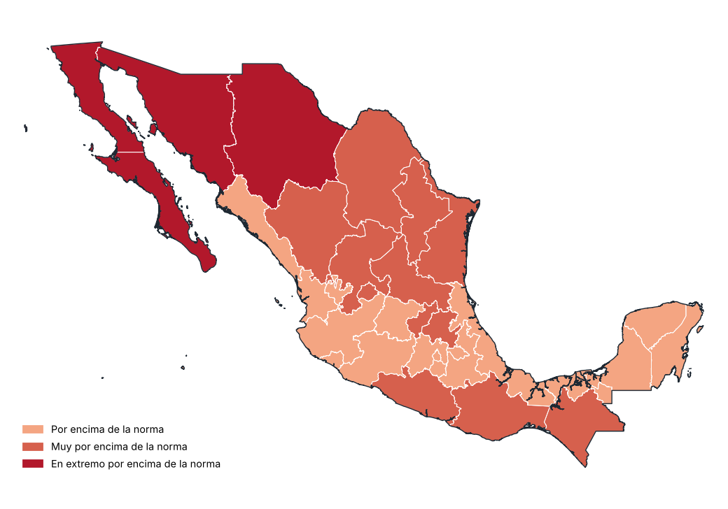Anomalía de temperatura media por entidad