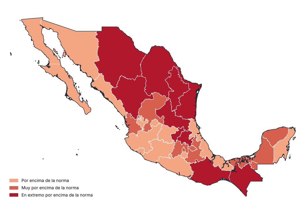 Anomalía de temperatura media por entidad