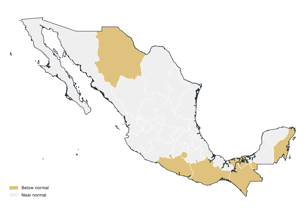 Percent of normal by state