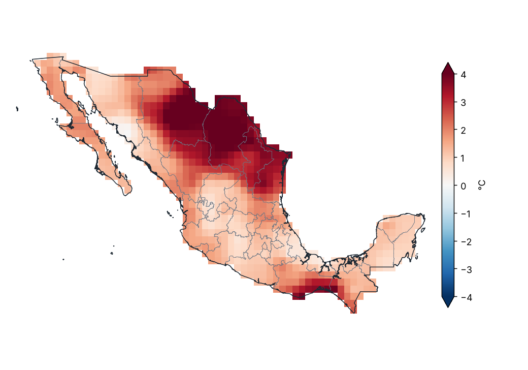 Anomalía de temperatura media (1991–2020)