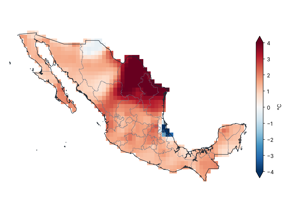 Anomalía de temperatura media (1991–2020)