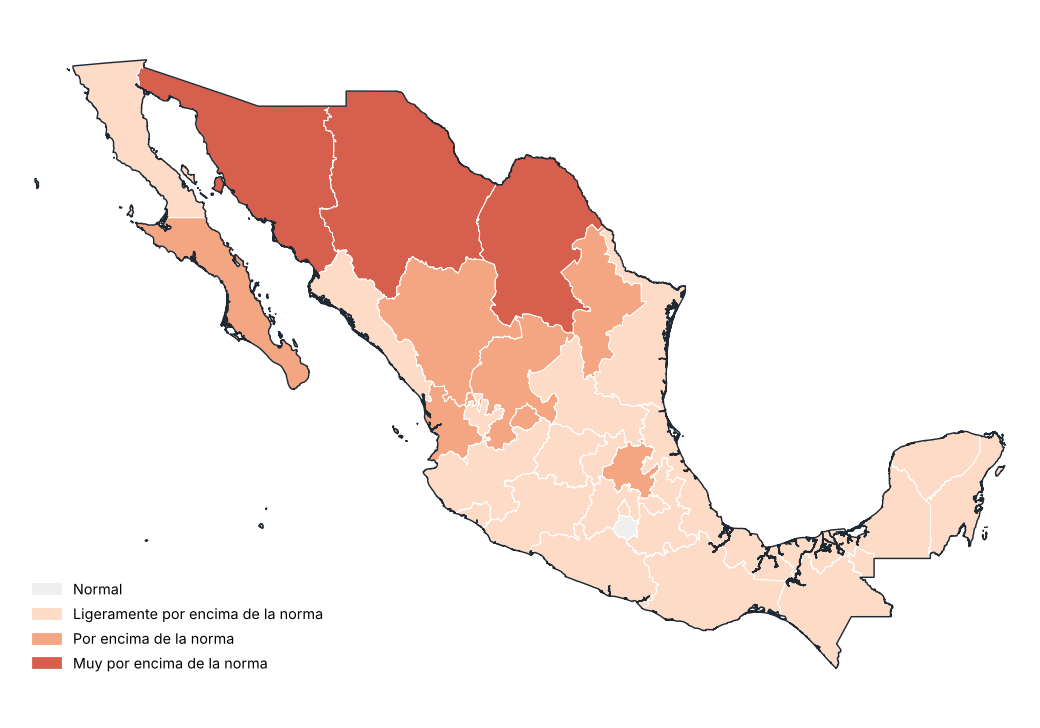 Anomalía de temperatura media por entidad