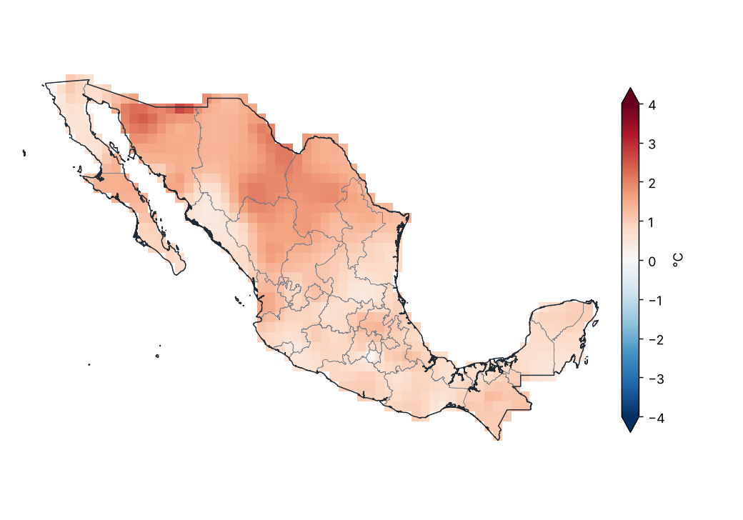Anomalía de temperatura media (1991–2020)